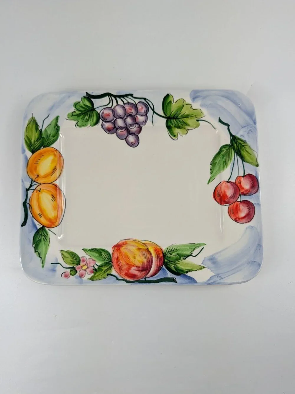 Crate & Barrel Hand Painted Fruit Platter Made in Italy Ancora 12